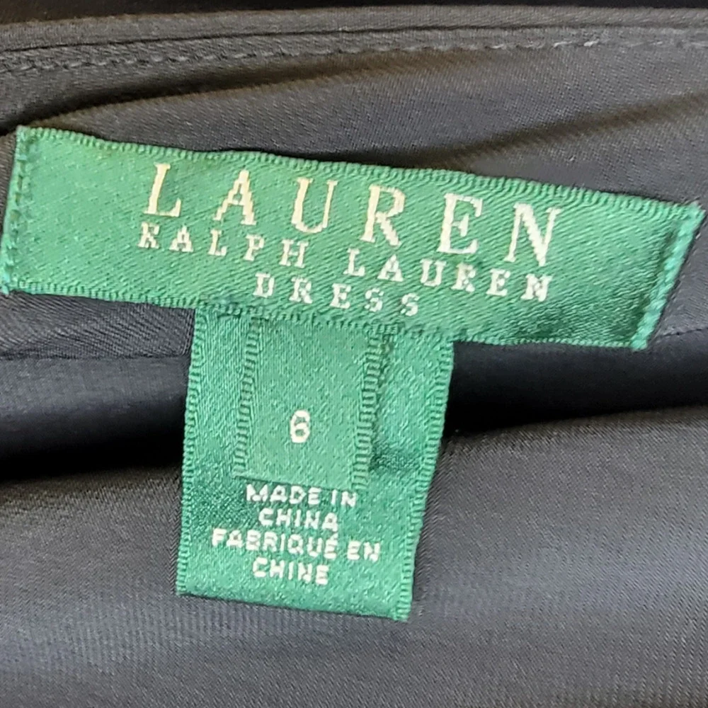 Lauren Ralph Lauren Black Taffeta Fit and Flare Dress Sleeveless Black Size 6 - Picture 6 of 9